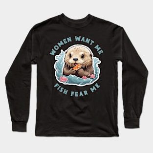 kawaii sea otter Long Sleeve T-Shirt